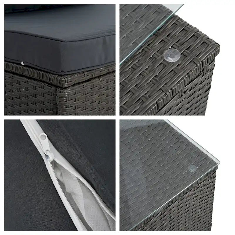 7 PCS Set Wicker Seasonal PE Wicker Sofa with Lounger Sofa