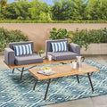 Outdoor Industrial Loveseat with Coffee Table Patio Furniture Set of 2 by Christopher Knight Home