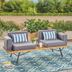 Outdoor Industrial Loveseat with Coffee Table Patio Furniture Set of 2 by Christopher Knight Home