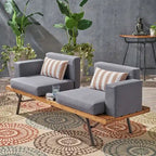Outdoor Industrial Loveseat with Coffee Table Patio Furniture Set of 2 by Christopher Knight Home