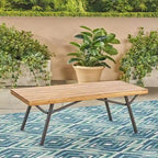 Outdoor Industrial Loveseat with Coffee Table Patio Furniture Set of 2 by Christopher Knight Home