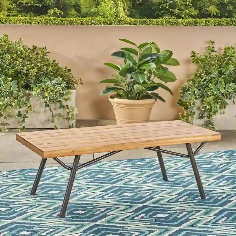 Outdoor Industrial Loveseat with Coffee Table Patio Furniture Set of 2 by Christopher Knight Home