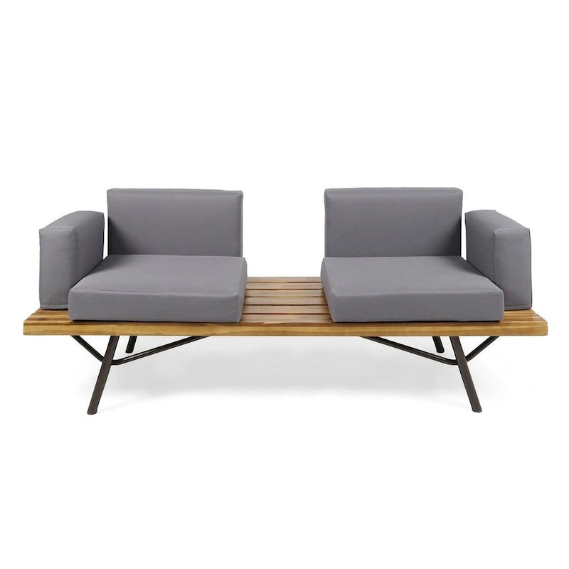 Outdoor Industrial Loveseat with Coffee Table Patio Furniture Set of 2 by Christopher Knight Home