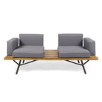 Outdoor Industrial Loveseat with Coffee Table Patio Furniture Set of 2 by Christopher Knight Home