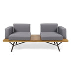 Outdoor Industrial Loveseat with Coffee Table Patio Furniture Set of 2 by Christopher Knight Home