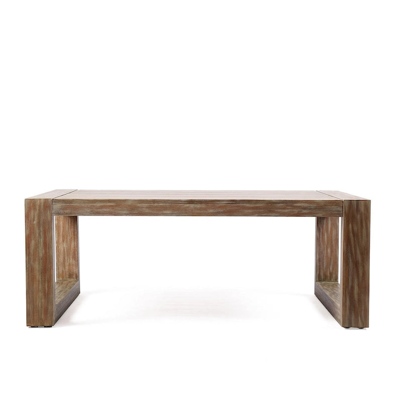 Wooden Outdoor Coffee Table with Plank Design Top, Gray