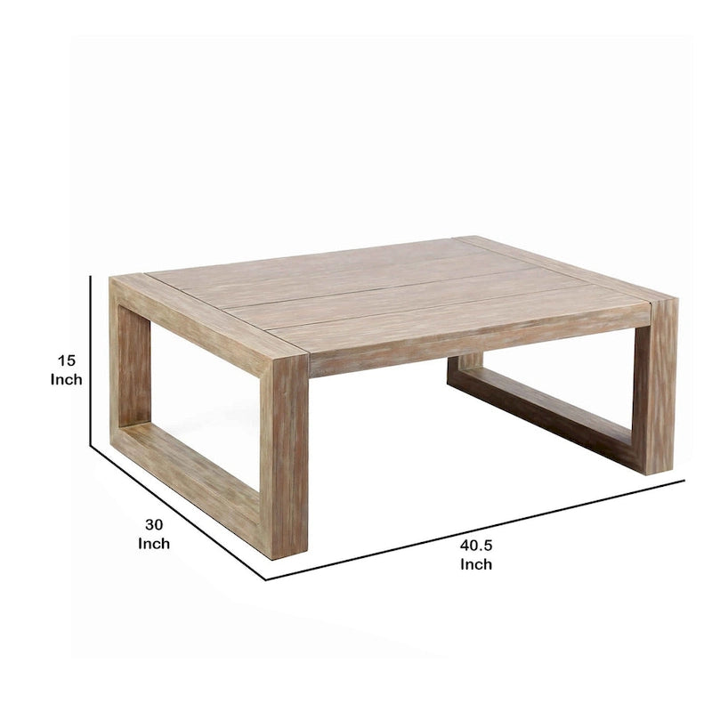 Wooden Outdoor Coffee Table with Plank Design Top, Gray