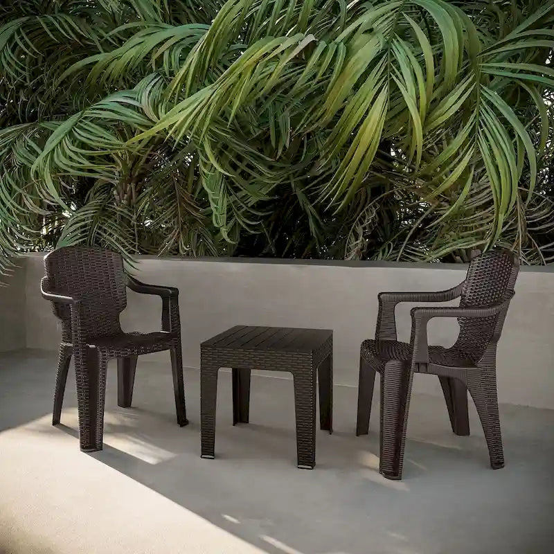 3-Piece Calista Outdoor Bistro Set with Trillia Table, Brown