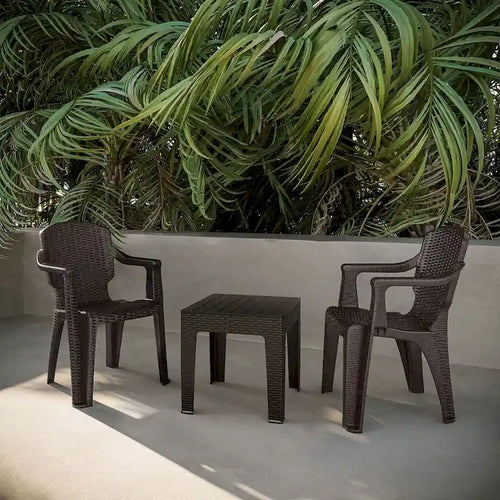 3-Piece Calista Outdoor Bistro Set with Trillia Table, Brown