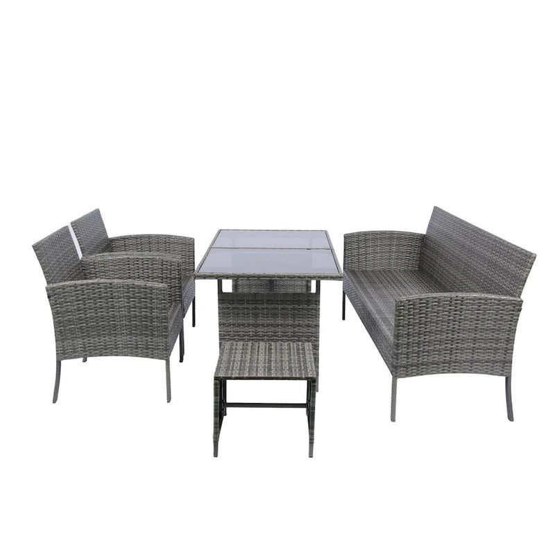 ACROMA 6-piece Rattan Wicker Patio Furniture Set-Outdoor with coffee table