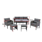 ACROMA 6-piece Rattan Wicker Patio Furniture Set-Outdoor with coffee table