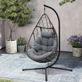 Outdoor Indoor Wicker Hanging Egg Chair Swing Hammock Basket Chair with Stand