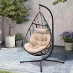 Outdoor Indoor Wicker Hanging Egg Chair Swing Hammock Basket Chair with Stand