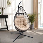 Outdoor Indoor Wicker Hanging Egg Chair Swing Hammock Basket Chair with Stand