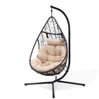 Outdoor Indoor Wicker Hanging Egg Chair Swing Hammock Basket Chair with Stand