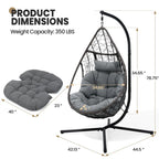 Outdoor Indoor Wicker Hanging Egg Chair Swing Hammock Basket Chair with Stand