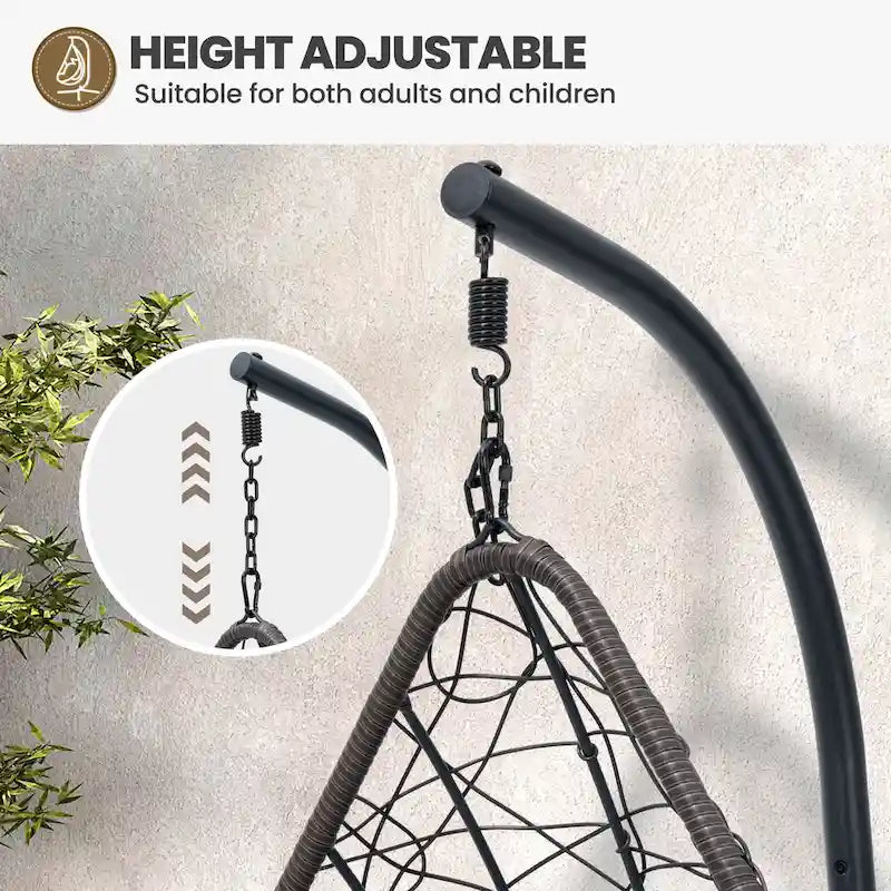 Outdoor Indoor Wicker Hanging Egg Chair Swing Hammock Basket Chair with Stand