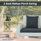 50     W Outdoor Patio 2-Person Wicker Porch Swing