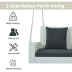50     W Outdoor Patio 2-Person Wicker Porch Swing