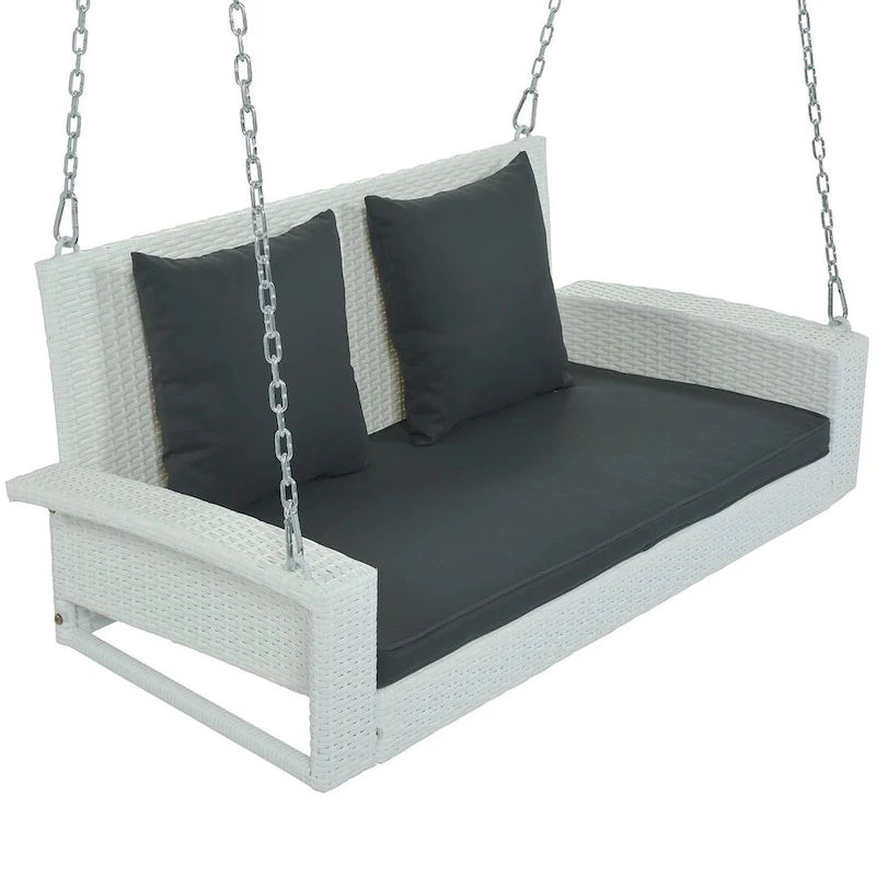 50     W Outdoor Patio 2-Person Wicker Porch Swing