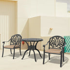 3/5-Piece Cast Aluminum Outdoor Dining Set with 31.5 in. Round Table and Random Color Seat Cushions