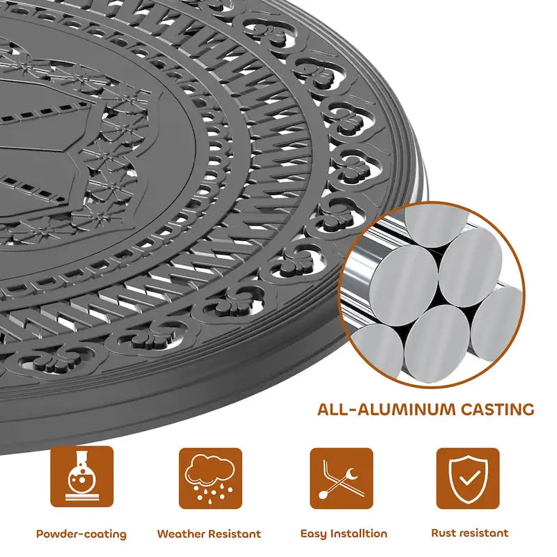 3/5-Piece Cast Aluminum Outdoor Dining Set with 31.5 in. Round Table and Random Color Seat Cushions