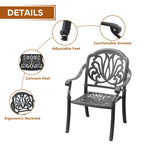 3/5-Piece Cast Aluminum Outdoor Dining Set with 31.5 in. Round Table and Random Color Seat Cushions