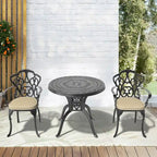 3/5-Piece Cast Aluminum Outdoor Dining Set with 31.5 in. Round Table and Random Color Seat Cushions
