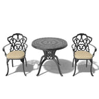 3/5-Piece Cast Aluminum Outdoor Dining Set with 31.5 in. Round Table and Random Color Seat Cushions