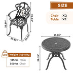 3/5-Piece Cast Aluminum Outdoor Dining Set with 31.5 in. Round Table and Random Color Seat Cushions