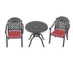 3/5-Piece Cast Aluminum Outdoor Dining Set with 31.5 in. Round Table and Random Color Seat Cushions