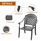 3/5-Piece Cast Aluminum Outdoor Dining Set with 31.5 in. Round Table and Random Color Seat Cushions