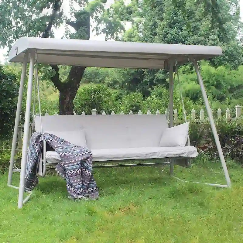 Outdoor Adjustable Metal Swing Chair Swing Bed Hanging Glider Porch Bench for Garden