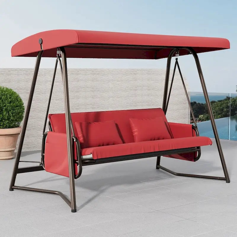 Outdoor Adjustable Metal Swing Chair Swing Bed Hanging Glider Porch Bench for Garden