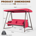 Outdoor Adjustable Metal Swing Chair Swing Bed Hanging Glider Porch Bench for Garden