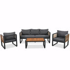 Sofa Conversation Set for 5 Persons, Outdoor Furniture with Removable Cushions