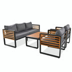 Sofa Conversation Set for 5 Persons, Outdoor Furniture with Removable Cushions