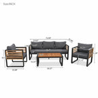 Sofa Conversation Set for 5 Persons, Outdoor Furniture with Removable Cushions