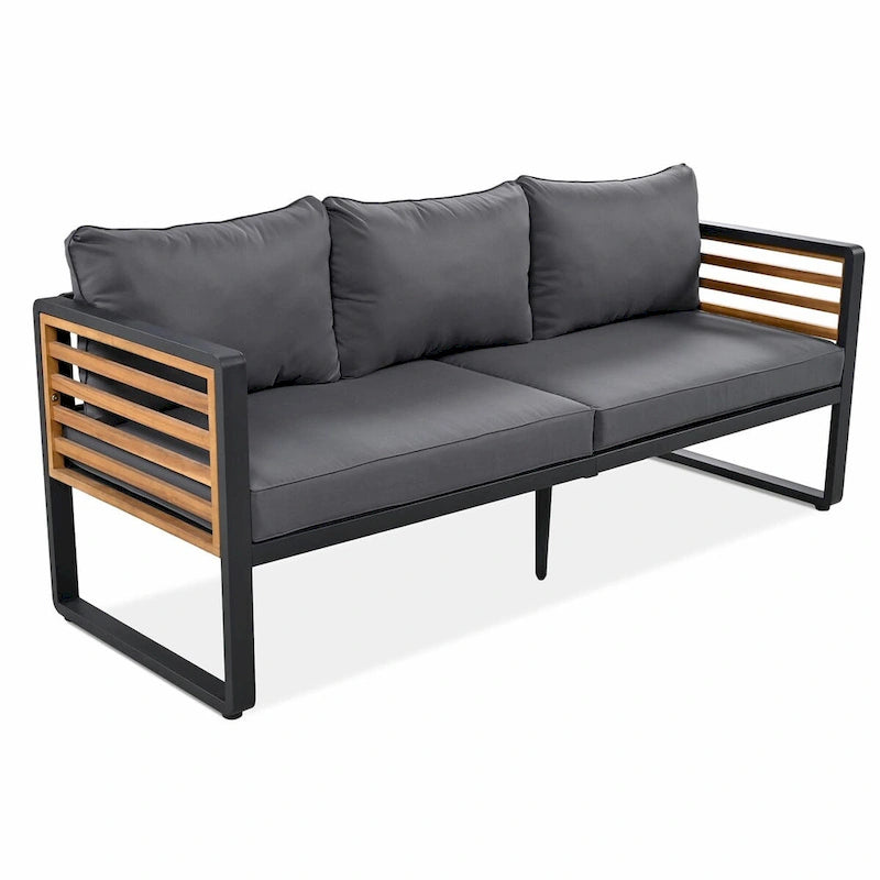Sofa Conversation Set for 5 Persons, Outdoor Furniture with Removable Cushions