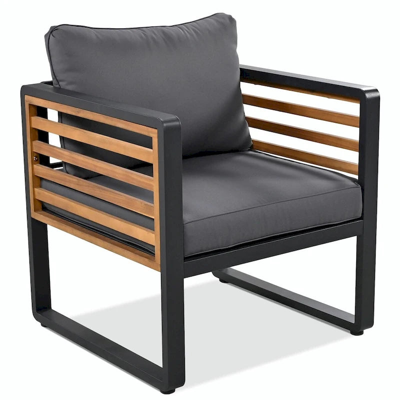 Sofa Conversation Set for 5 Persons, Outdoor Furniture with Removable Cushions