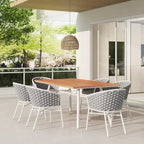 Rowan 7-Piece 6-Seater Aluminum & Teakwood Patio Dining Set