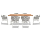 Rowan 7-Piece 6-Seater Aluminum & Teakwood Patio Dining Set