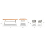 Rowan 7-Piece 6-Seater Aluminum & Teakwood Patio Dining Set