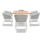 Rowan 7-Piece 6-Seater Aluminum & Teakwood Patio Dining Set
