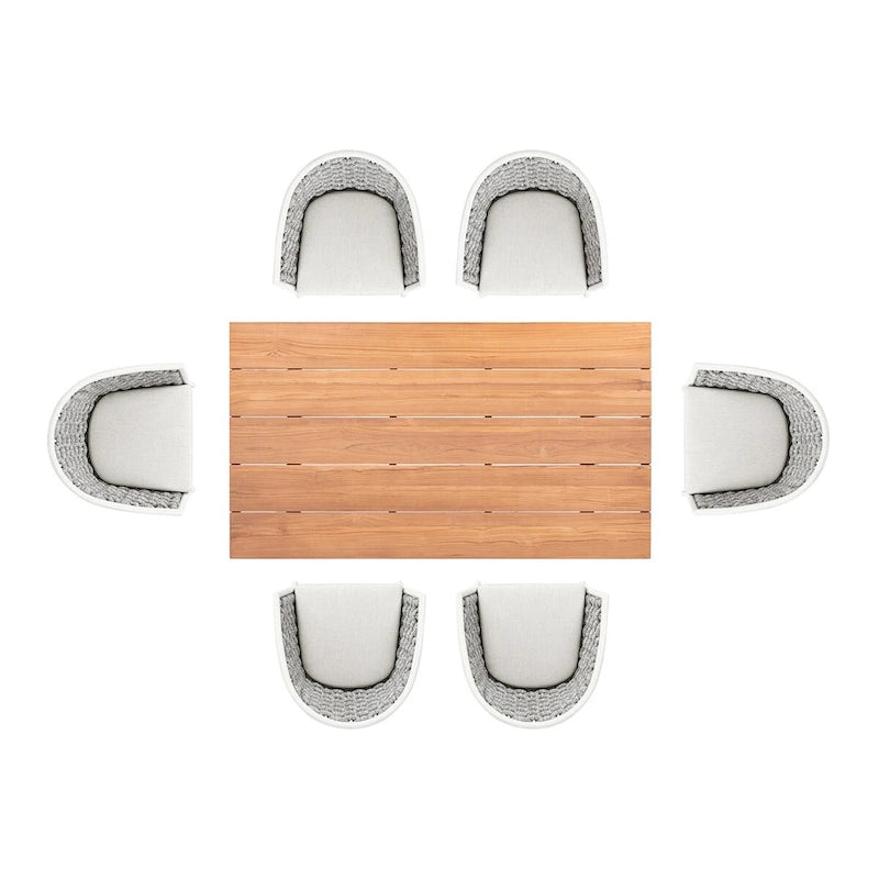 Rowan 7-Piece 6-Seater Aluminum & Teakwood Patio Dining Set