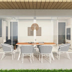 Rowan 7-Piece 6-Seater Aluminum & Teakwood Patio Dining Set