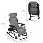 2 Pieces Foldable Reclining Zero Gravity Lounge Rocker with Pillow