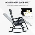 2 Pieces Foldable Reclining Zero Gravity Lounge Rocker with Pillow