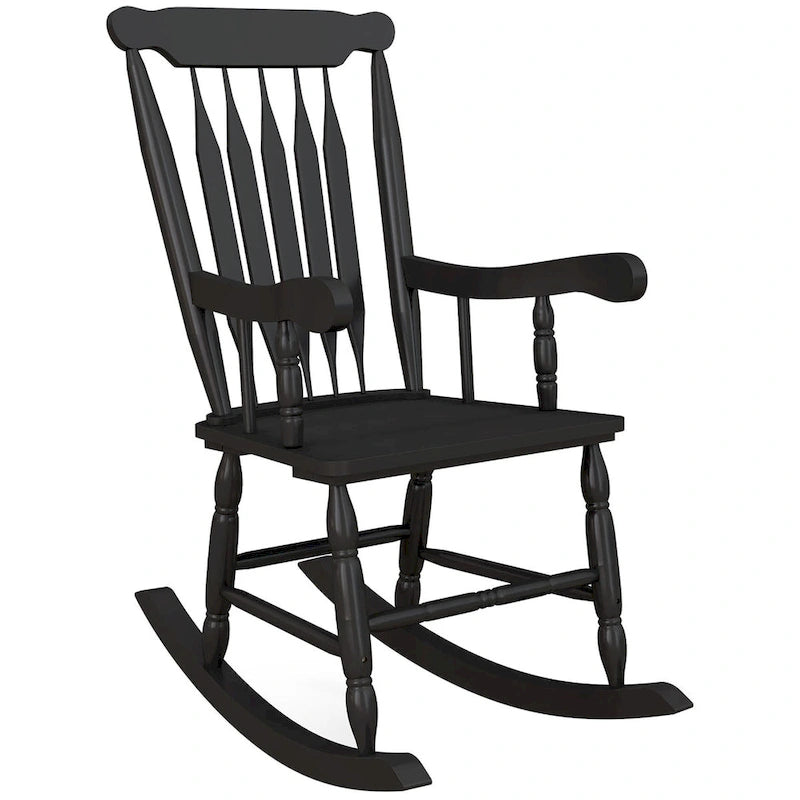 Outdoor Wood Rocking Chair, 350 lbs Porch Rocker with High Back