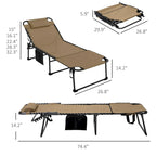 2 Piece Folding Chaise Lounge w/ 5-level Reclining Back, Reading Hole
